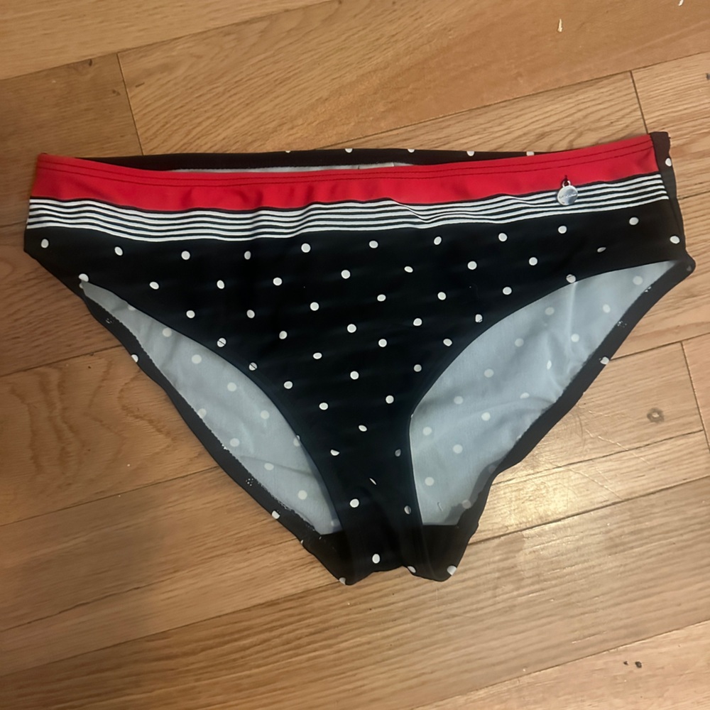 Polka Dot Bikini Bottoms - Black and Red
